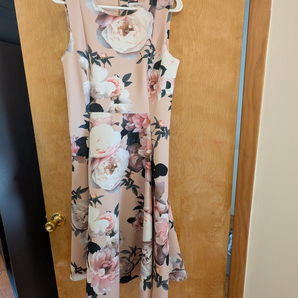 Calvin Klein Floral Print Fit & Flare Dress